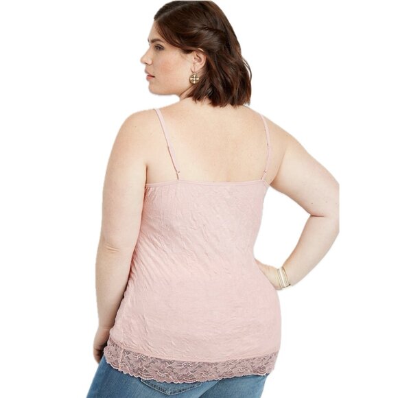 Maurices Plus Size 2X PINK Stretchy Crinkle Lace Cami - Picture 11 of 11